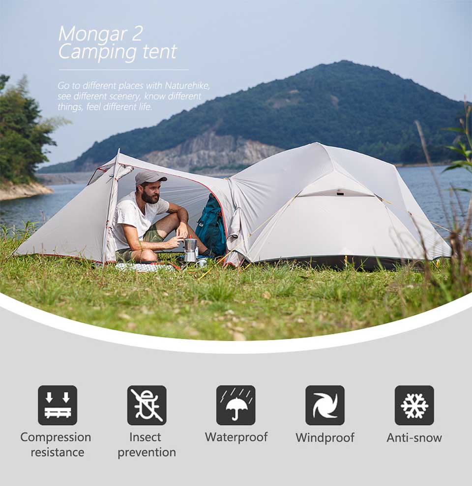 Cheap Goat Tents  Mongar Tent 2 Person Ultralight Travel Tent Double Layer Waterproof Tent Backpacking Tent Outdoor Hiking Camping Tent Tents 